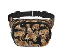 Große Bauchtasche für Damen, Motiv: Golden Retrievers, niedliche Umhängetasche, modische Bauchtasche, Schwarz, Einheitsgröße