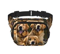 Große Bauchtasche für Damen, Motiv: Golden Retrievers, niedliche Umhängetasche, modische Bauchtasche, Schwarz, Einheitsgröße