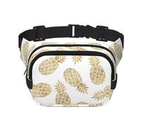 Große Bauchtasche für Damen, Motiv: Goldener Ananas-Hintergrund, niedliche Umhängetasche, modische Bauchtasche, Schwarz, Einheitsgröße