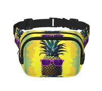 Große Bauchtasche für Damen, Motiv: Psych Ananas, niedliche Umhängetasche, modische Bauchtasche, Schwarz, Einheitsgröße