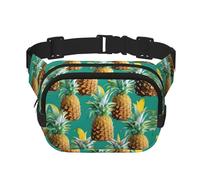 Große Bauchtasche für Damen, Motiv: tropische Ananas, hawaiianischer Druck, niedliche Umhängetasche, modische Bauchtasche, Schwarz, Einheitsgröße