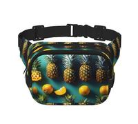 Große Bauchtasche für Damen, Motiv: tropische Früchte, Ananas, niedliche Umhängetasche, modische Bauchtasche, Schwarz, Einheitsgröße