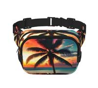 Große Bauchtasche für Damen, Motiv: tropische Strandpalme, Sonnenuntergang, niedliche Umhängetasche, modische Bauchtasche, Schwarz, Einheitsgröße