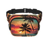 Große Bauchtasche für Damen, Motiv: tropischer Strand, Palmen-Druck, niedliche Umhängetasche, modische Bauchtasche, Schwarz, Einheitsgröße