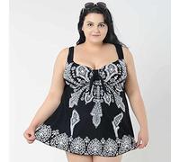 Große Größe Badeanzug Dicker Mann Großer Badeanzug Badekleider Plus Size Swimwear Frauen Floral One Piece Badeanzug Für Dicke Frauen Schwimmen Kleid Rock Badeanzug Super Große 4Xl 8Xl Badeanzug-Schwar