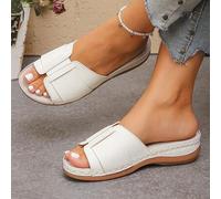Große Größen 35-45 Sommer Mode Lässig Silber Keilsandalen Alltag Outdoor Beige Sandalen Leicht Bequem Damen Keilsandalen Dicke Sohle Sandalen Weiß San