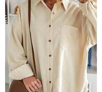 Große Größen Apricot Cord-Hemd für Damen, vielseitig einsetzbar mit Taschen, Langarm, elegant, retro, Knopfleiste, geeignet für alle Jahreszeiten