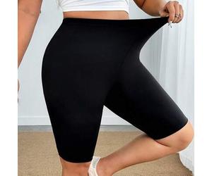 Große Größen Bermuda-Shorts mit Gummizug für Damen, schwarze Capri-Leggings, Sommer UV-Schutz Leggings