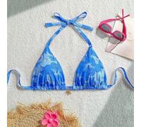 Große Größen Bikini Top mit Tropen-Blumen-Muster für Damen, Trägerlos und dreieckig