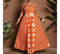 Große Größen Damen A-Linien Kleid mit Buchstaben-Muster, Schwarz & Weiß, Outfit für Strandurlaub