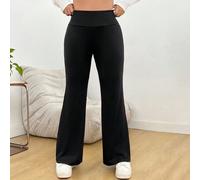Große Größen einfarbige Hose mit hoher Taille, tragbar in allen Jahreszeiten, Frühling, elegant, Schwarze Hose mit hoher Taille