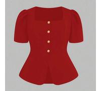 Große Größen Elegantes, lässiges Kurzarm-Hemd aus Waffelpique für Damen, minimalistisch und elegant für den Alltag