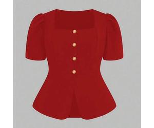 Große Größen Elegantes, lässiges Kurzarm-Hemd aus Waffelpique für Damen, minimalistisch und elegant für den Alltag