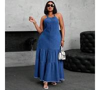 Große Größen Frauen Träger Super langes Jeans-Kleid Sommer Outfits für Frauen Festival Outfits Elegante Urlaubsoutfits Damen Sommerkleider Milchmädche