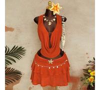 Große Größen Frühling/Sommer Set aus Cowl Neck Top und doppellagigem Rüschen-Rock mit Seestern Dekor