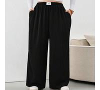 Große Größen Karo-Hose, Schwarz-Weißes Karo mit elastischem Bund und Taschen, weites Bein, Herbst Winter 2026 22W
