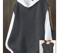 Große Größen Lässig einfarbiger Rundhals Strickpullunder