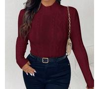 Große Größen Lässig Zopfstrick Strukturierter Slim Fit Rollkragenpullover, Winter