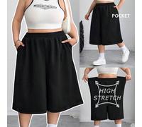 Große Größen Lässige super weite 3/4 Länge Sweat Shorts, Frühling/Sommer, Kurven Plus, Boho Urlaub
