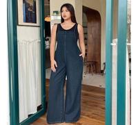 Große Größen Loose Fit Jeans-Latzhose in Dunkelwäsche, Ganzjahres Herbst/Winter