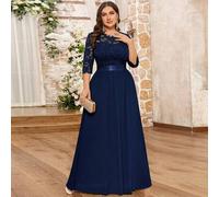 Große Größen Maxikleid mit floralem Spitzenmieder und ausgestelltem Saum, Abendparty, formelles Kleid, elegantes Abschlussball-/Hochzeitsgastkleid, fü