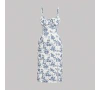 Große Größen Midikleid im Retro-Stil für Damen mit Blumenprint