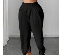 Große Größen modische plissierte aprikotfarbene Maxi-Hose mit Taschen