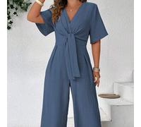 Große Größen Modischer lässiger Vintage V-Ausschnitt Taillengürtel Jumpsuit, Sommerkleidung für Frauen, Frauenkleidung, Sommerkleidung für Frauen, for