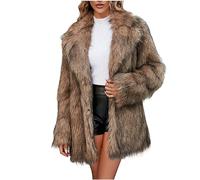 Große Größen Pelzmantel Damen Modische Einfarbig Kunstpelze Jacke Kunstfell Mantel Fellmantel Dicke Warme Winterjacke Winter Pelzjacke Langarm Wintermantel Felljacke Plüschjacke Übergangsjacke