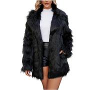 Große Größen Pelzmantel Damen Modische Einfarbig Kunstpelze Jacke Kunstfell Mantel Fellmantel Dicke Warme Winterjacke Winter Pelzjacke Langarm Wintermantel Felljacke Plüschjacke Übergangsjacke