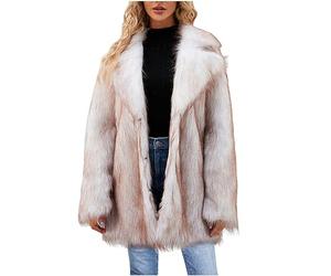 Große Größen Pelzmantel Damen Modische Einfarbig Kunstpelze Jacke Kunstfell Mantel Fellmantel Dicke Warme Winterjacke Winter Pelzjacke Langarm Wintermantel Felljacke Plüschjacke Übergangsjacke