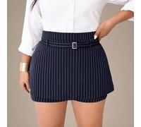 Große Größen Retro Lässig Skort, Neuer vielseitiger doppellagiger A-Linien gestreifter Skort, Shorts/eleganter Büro-Pendler für Damen, Meerjungfrau-St