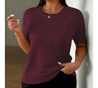 Große Größen Strickpullover für Damen mit weitem Rundhalsausschnitt und Kurzarm