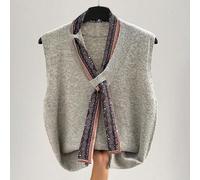 Große Größen V-Ausschnitt einfarbige Schleife Strickpullunder