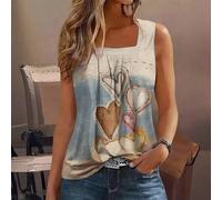 Große Größen Vintage Herz-Muster Spaghetti-Träger Camisole für Damen, geeignet für Ausflüge, lässige, luftige Sommerkleidung, Herz-Camisole, süßes ärm