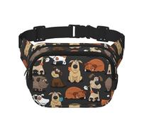 Große Gürteltasche mit Hunde-Corgi-Aufdruck, für Damen, niedliche Umhängetasche, modische Bauchtasche, Schwarz, Einheitsgröße