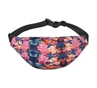 Große Hüfttasche mit bunten tropischen Pflanzenblättern, geeignet für Sport, Laufen, Radfahren, Reisen, Angeln