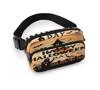 Große Hüfttasche mit verstellbarem Riemen, blaue Streifen, Sterne, Totenkopf, Umhängetasche, Freizeittasche für Reisen, Sport, Laufen, Wandern, Happy-Halloween-Day-Trick-Or-Treat, 20x13cm, Lässiger