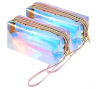 Große Kapazität Make-up Taschen Schillernd Holografisch 2 Stück Set Wasserdichte Reise Kosmetiktasche Tragbare Kulturtasche für Mädchen