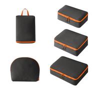 Große Kapazität, Reise-Aufbewahrungstasche, wasserdicht, Organizer mit mehreren Fächern für Kleidung, Schuhe, Toilettenartikel, kompakte Reiseverpackungswürfel mit Fächern, Schwarz , Einheitsgröße