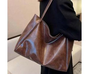 Große Kapazität Vintage Design Shopper, Damen Echtleder Schultertasche, Retro Herbst Große Kapazität Reise Einkaufstasche, Rucksack, Geräumig, Tragbar