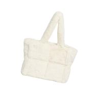 Große Kapazität, weiche Plüschtasche für Damen, Winter-Fleece, Schultertasche, Handtasche, geräumig zum Einkaufen oder für Freizeitausflüge, Weiß, Böhmisch