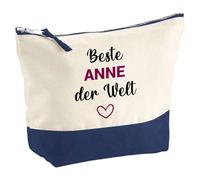 Große Kosmetiktasche Beste Anne der Welt - Schminktäschchen, Make-up & Kulturtasche aus Baumwolle 5L - Geschenkidee Muttertag, Geburtstag, Schwester, Weihnachten