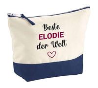 Große Kosmetiktasche Beste Elodie der Welt - Schminktäschchen, Make-up & Kulturtasche aus Baumwolle 5L - Geschenkidee Muttertag, Geburtstag, Schwester, Weihnachten