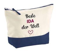 Große Kosmetiktasche Beste Ida der Welt - Schminktäschchen, Make-up & Kulturtasche aus Baumwolle 5L - Geschenkidee Muttertag, Geburtstag, Schwester, Weihnachten