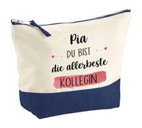 Große Kosmetiktasche Pia allerbeste Kollegin - Schminktasche Kulturtasche- Geschenk für Chefin zum Ruhestand Abschied Geburtstag Secret Santa