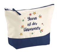 Große Kosmetiktasche Yuna ist der Hammer - Schminktäschchen, Make-up & Kulturtasche aus Baumwolle 5L - Geschenkidee Muttertag, Geburtstag, Schwester, Weihnachten