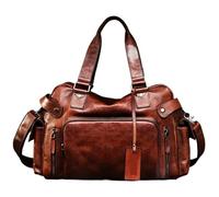 Große Leder-Fitness-Umhängetasche für Herren Vintage Gegerbtem Leder Radiergummi Herrentasche, Lässige Schultertasche, Hand-Reisetasche, Gepäcktasche, Fitness-Rucksack(Brown)