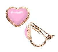 Grossé Ohrclip - Pop Heart - Goldfarbe - Emaille - Rosa - 22kt Vergoldet - 8x7 mm - GA61747