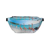 Große Outdoor-Sportgürteltasche, Crossbody-Bauchtasche für Damen und Herren, mit Flamingo-Aufdruck am Strand, für Reisen, Workout, Gürteltasche